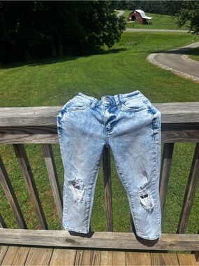 Kids Light Blue Distressed Denim Jeans - Casual Playtime Pants